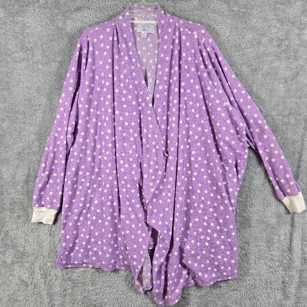 Carole Hochman Heavenly Soft Purple Polka Dot Wrap Cardigan Sleepwear 3X